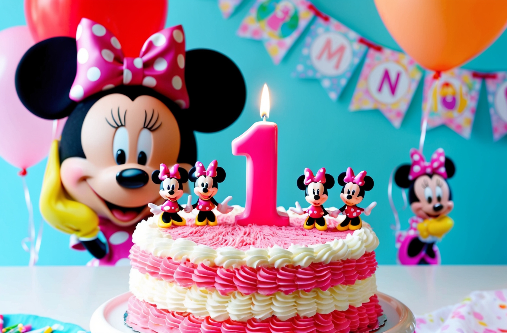 A Birthday Cake With Minnie Mouse Turning One