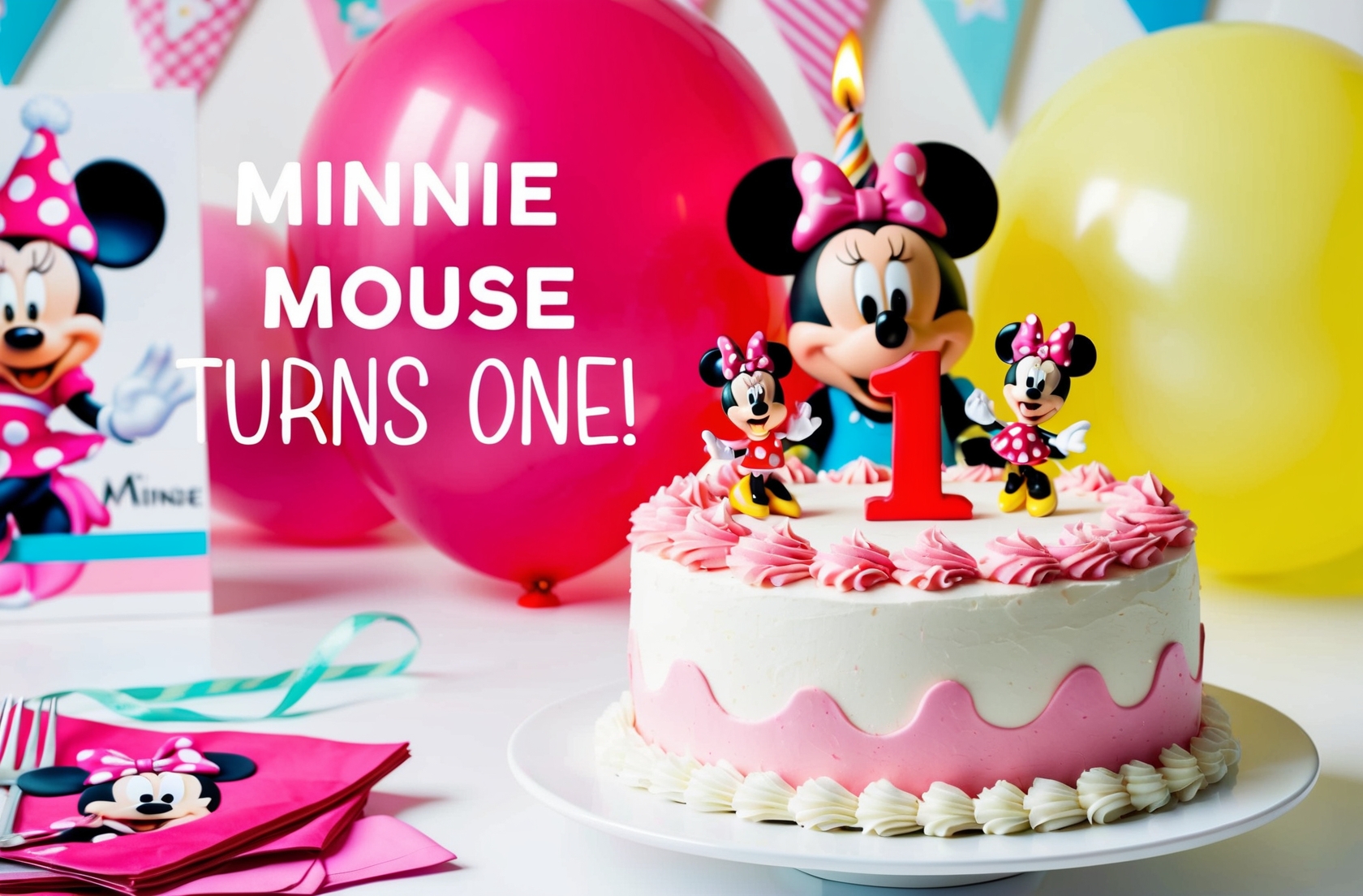 A Birthday Cake With Minnie Mouse Turning One